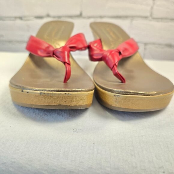 VINTAGE HUSH PUPPIES RED THONG PLATFORM SANDALS, WOMENS SIZE 10 EUC - Picture 8 of 10